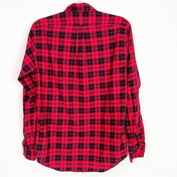 POLO RALPH LAUREN CLASSIC FIT RED BLACK PLAID LONG SLEEVE MENS SHIRT SZ SMALL - Picture 4 of 4